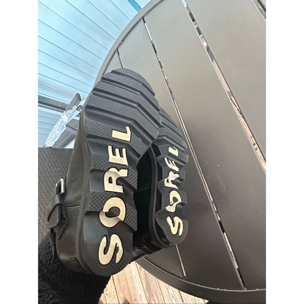 Sorel Joan of Artic Wedgel Leather Ankle Boots Black Buckle 6 - Picture 12 of 16